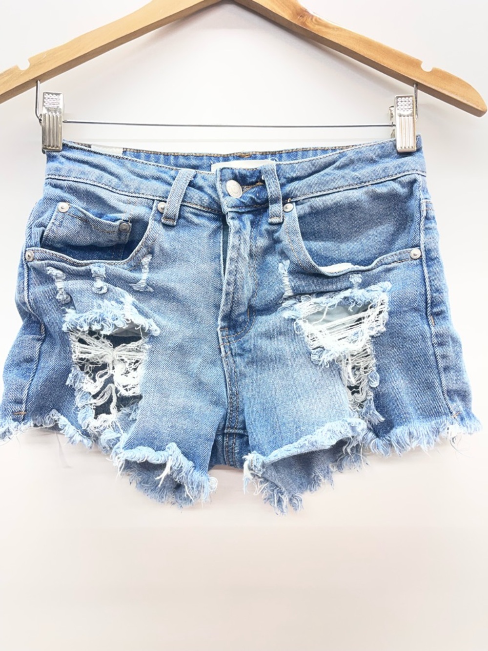 Almost Famous Light Wash Distressed Jean Cutoff Shorts